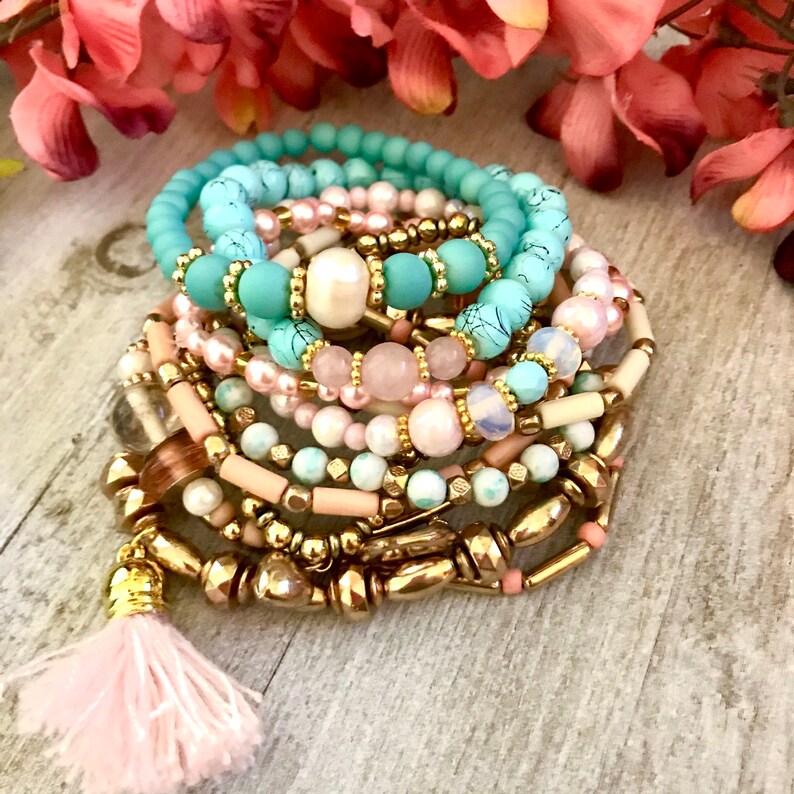 Boho BraceletsBeaded BraceletsGemstone Stacking BraceletsBoho Gypsy JewelryBeaded Boho Bracelets