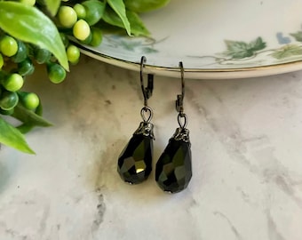 Black Teardrop Earrings: Victorian Gothic Style