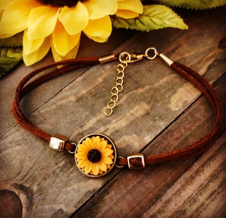 Sunflower Bracelet or Anklet/sunflower Bracelet/sunflower Etsy