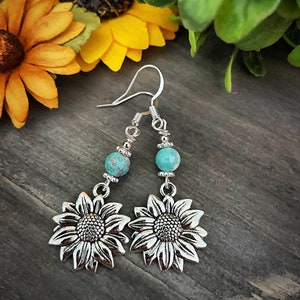 Sunflower Earrings/Boho Earrings/Flower Earrings/Sunflower Long earrings Hippie Earrings/Gift for her