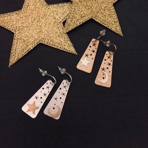 Star Moon earrings/Gold Star moon earrings/Silver star moon earrings//Celestial earrings/Moon earrings/Star earrings image 3