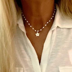 Rosary Flower choker/Flower choker/Dainty necklace/Hippie Choker/Boho necklace/Rosary Chain necklace/choker/Rosary necklace