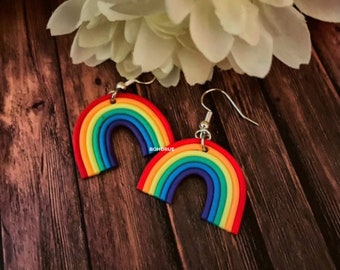 Rainbow Earrings/Polymer Clay Rainbow Earrings/Arch Earrings/Polymer Clay Jewelry/LGBT Pride Earrings/Rainbow Arch Earrings