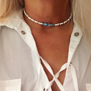 Boho choker,beaded choker, bohemian necklaces,beaded necklace,hippie jewelry,hippie choker,gypsy choker,gypsy jewelry, white choker