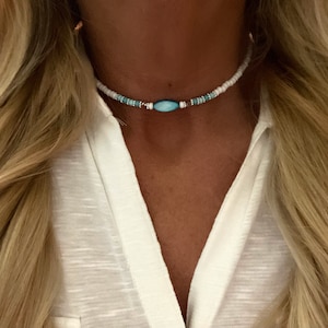 Perlen Halsband/Strand Halsband/Perlmutt Halskette/Choker/Strand Schmuck/Perle Choker/weiße Perlen Choker/Boho Choker