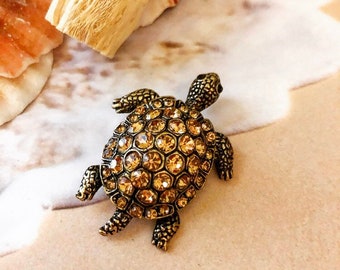 Turtle brooch/turtle rhinestone brooch/versatile turtle pendant/turtle pendant/beach jewelry/vintage brooch/vintage jewelry