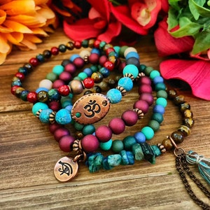 Pulseras de piedras preciosas/Pulseras de cuentas/Pulseras bohemias/Pulseras apilables/Pulseras hippies/Pulseras curativas