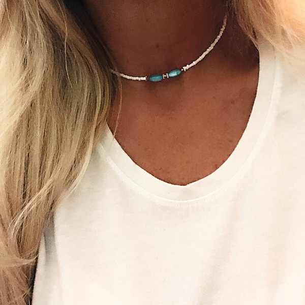 Beach necklace/Boho choker/Beach jewelry/Beaded choker/Beaded necklace/Choker/Gypsy necklace/Hippie necklace/Hippie jewelry/Necklace