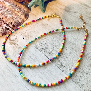 Dainty beaded choker/Price is for one choker /Colorful choker/Candy colored choker/Beach choker/Rainbow choker/Beach necklace/Beaded