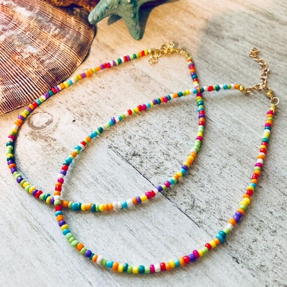 Dainty beaded choker/Price is for one choker /Colorful | Etsy