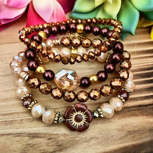 Pulseras de cuentas/Pulseras bohemias/Pulseras apilables/Pulseras gitanas/Pulseras de cristal perlado/Pulseras