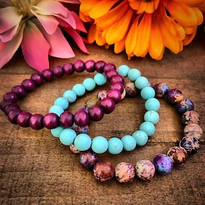 Pulseras de piedras preciosas/Pulseras de cuentas/Pulseras bohemias/Pulseras apilables/Pulseras hippies/Pulseras curativas
