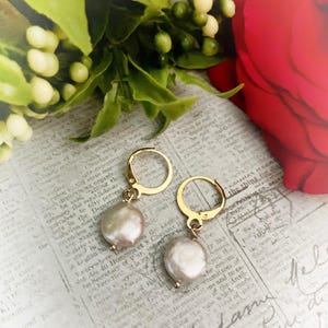 Baroque Pearl Coin Earrings,Freshwater Pearl Earrings, Vintage Pearl Earrings,Earrings