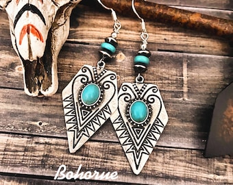 ヴィンテージ ナバホ スターリングシルバー ターコイズ ダングル