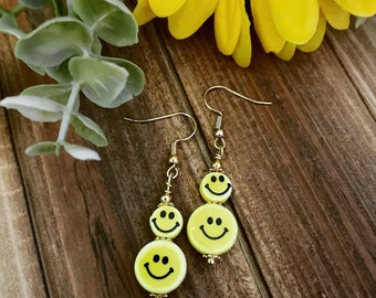 Smiley Face Earrings/Ceramic Smiley Face Earrings/Smiley Face Jewelry