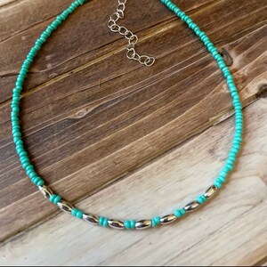 Beach choker/Beaded choker/Turquoise choker/Dainty necklace/Dainty choker/Boho choker/Hippie boho necklace/Hippie jewelry/Beach jewelry image 5