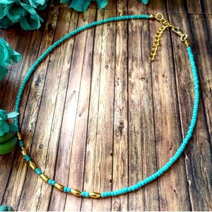 Beach choker/Beaded choker/Turquoise choker/Dainty necklace/Dainty choker/Boho choker/Hippie boho necklace/Hippie jewelry/Beach jewelry image 3