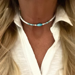 Beaded choker/Beach choker/Mother of Pearl necklace/Choker/Beach jewelry/Pearl choker/White beaded choker/Boho choker