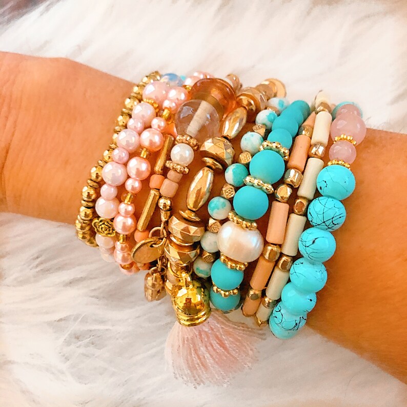 Boho BraceletsBeaded BraceletsGemstone Stacking BraceletsBoho Gypsy JewelryBeaded Boho Bracelets