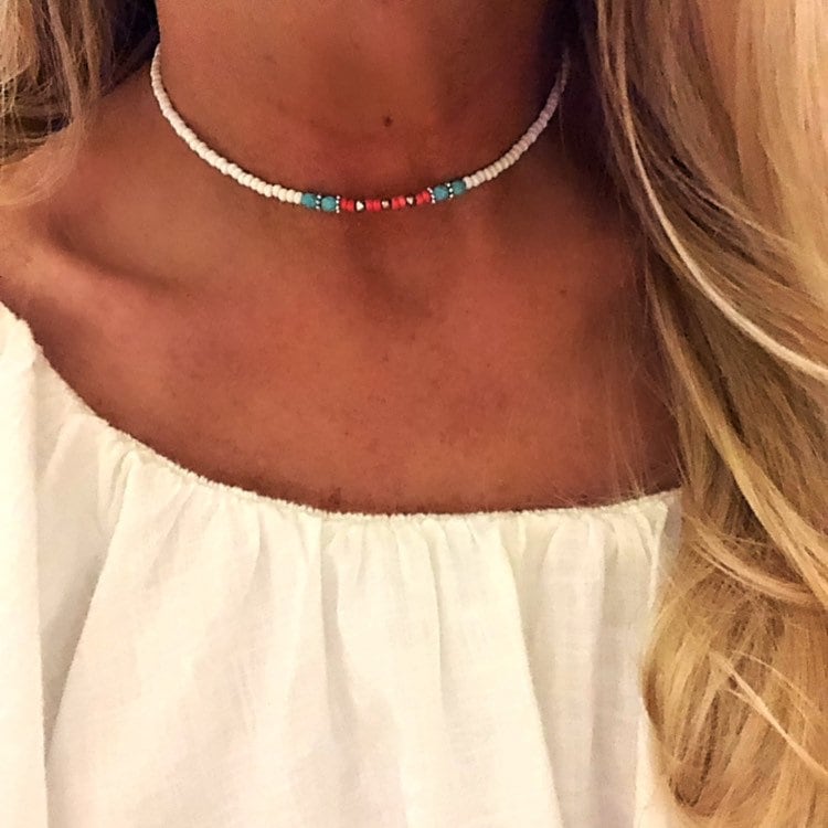 Heishi Necklace, Surfer Jewelry, Beach Choker, Evil Eye Choker, White  Beaded Choker - Etsy | Surfer jewelry, Surfer girl jewelry, Surfer necklace