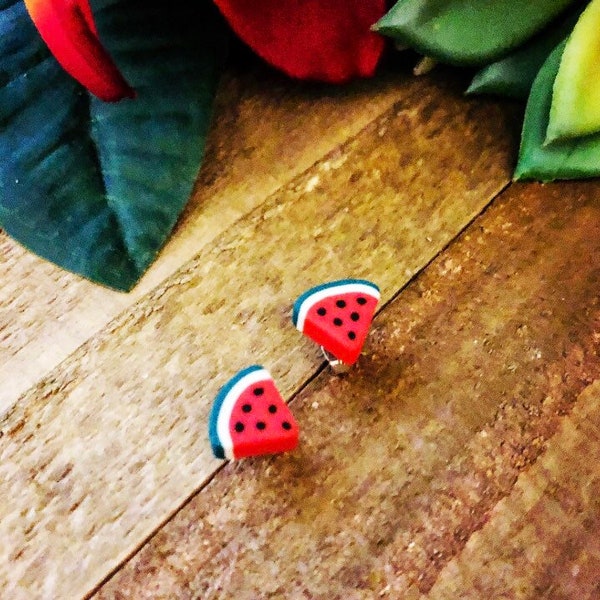 Watermelon Earrings/Whimsical Earrings/Polymer Clay earrings/Dainty earrings/Summer Jewelry/Cute Earrings/Watermelon studs