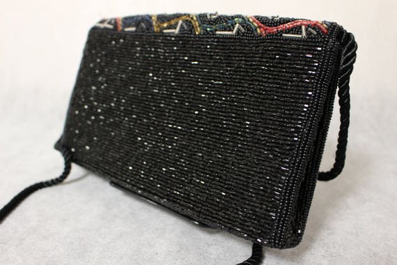 Black beaded bag. Vintage bag purse. Evening beau… - image 3