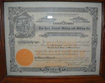 Stock Certificate  Hope Mining, Milling and Leasing Company 1914-15 vintage