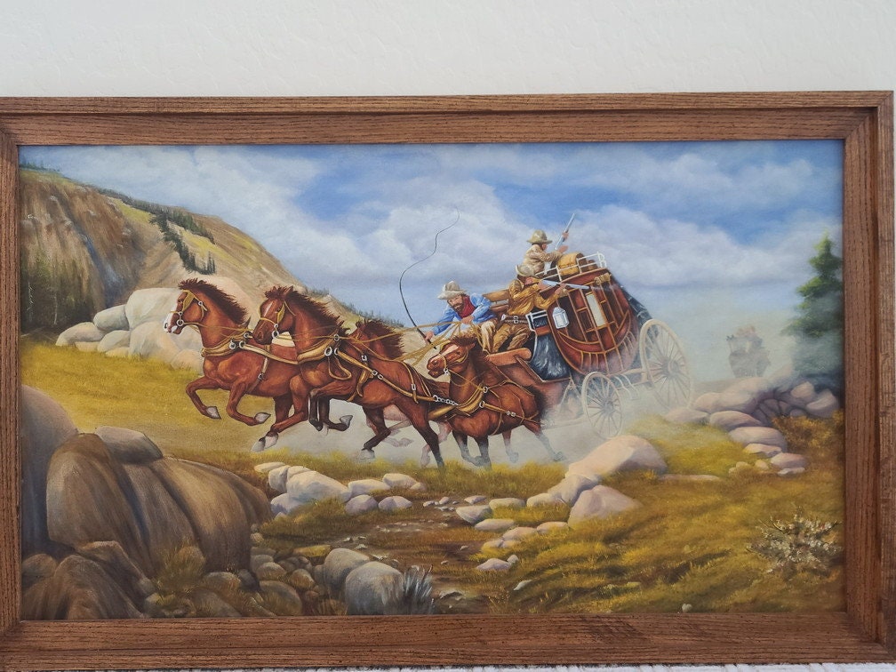 Stagecoach Robbery Painting Etsy