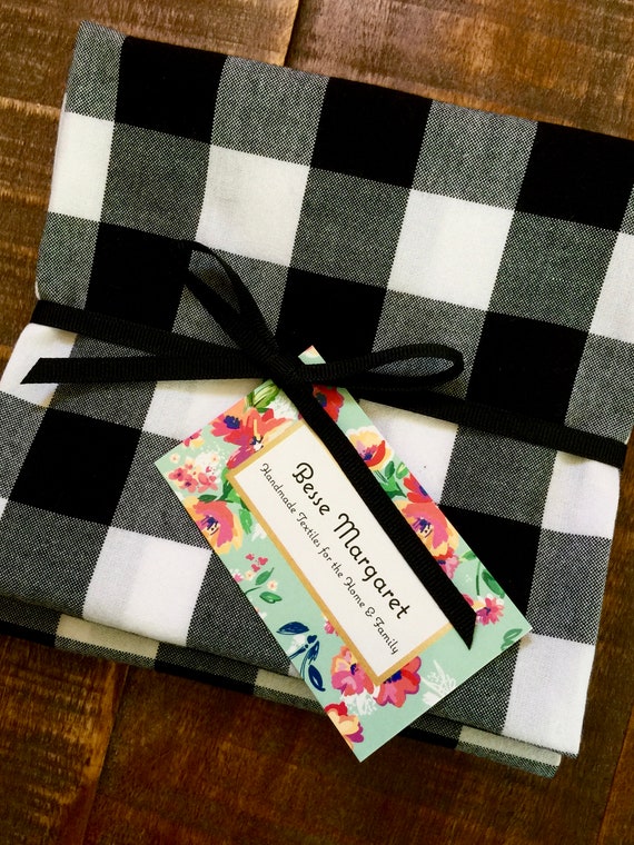 Gingham Check Kitchen Towel - Black Gingham