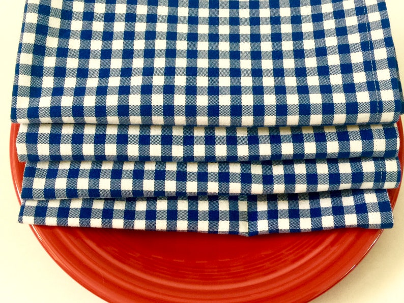Gingham Cloth Napkinsblue & White Checkset of 4 Etsy