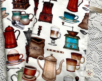 Vintage Coffee Pots-Grinders & Cups Deluxe Terry Dish/Tea Towel.
