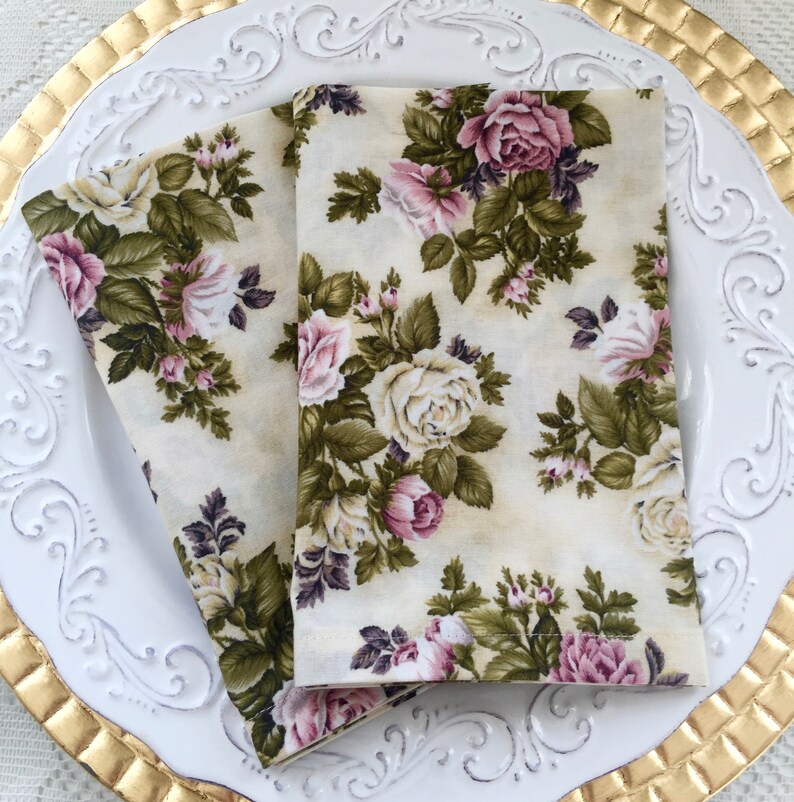 Spring Floral Cloth Napkins Romantic Garden Orchid Pink & Etsy
