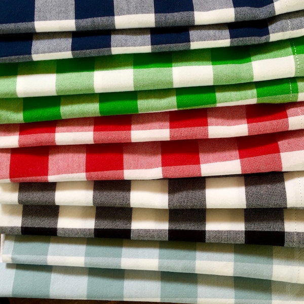 Gingham Dinner Napkins-Buffalo Check Cloth Napkins-Red-Black-Green-Navy-Teal-Gray & White-Rustic-Cottage-Farmhouse.