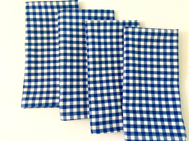 Gingham Cloth Napkinsblue & White Checkset of 4 Etsy