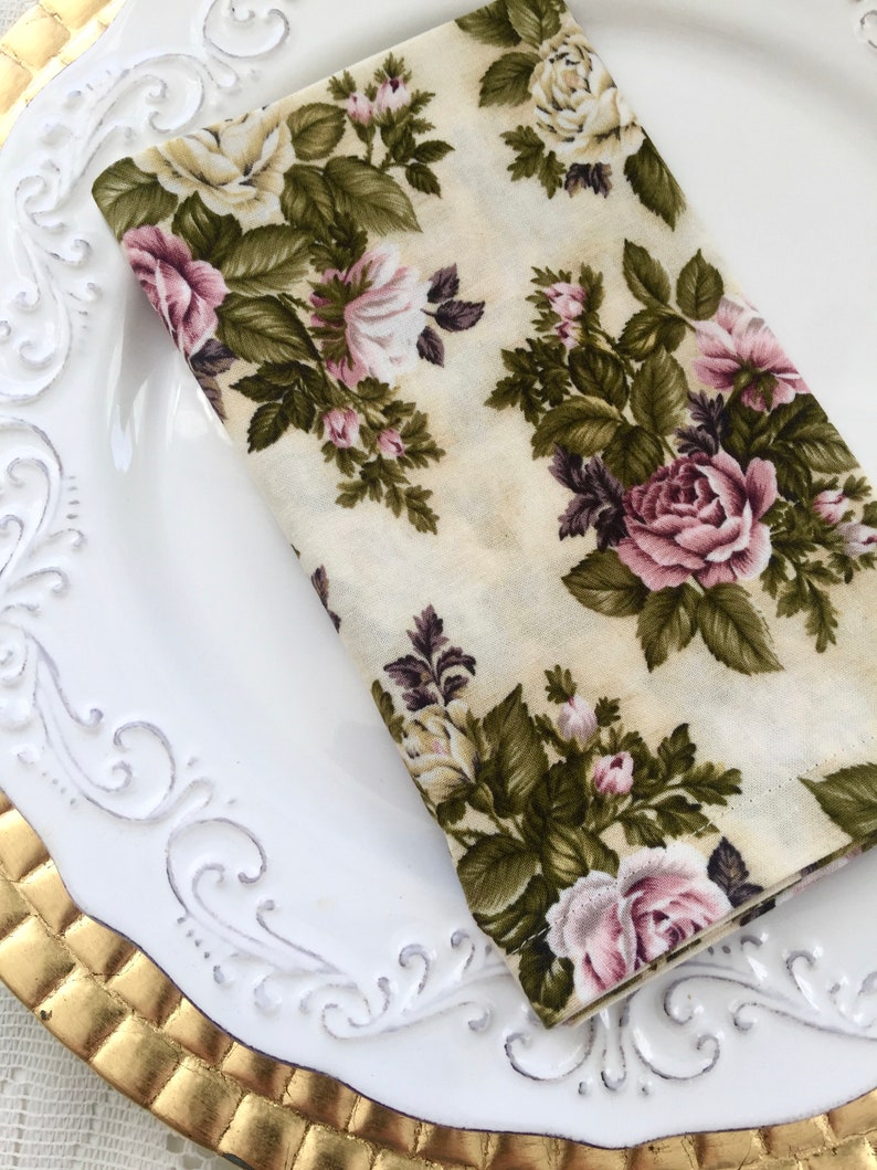 Spring Floral Cloth Napkins Romantic Garden Orchid Pink & Etsy