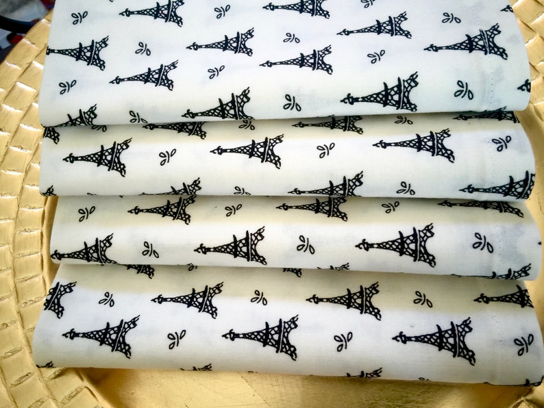 Eiffel Tower Cloth Napkins-Set of 4-Black /& Ivory-French Parisian Party-Brunch-Lunch-Tea-Wine-Bridal.
