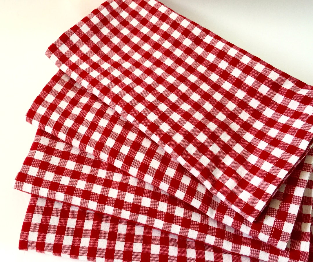 Red & White Check Napkins Gingham Cottonset of 44th of Etsy
