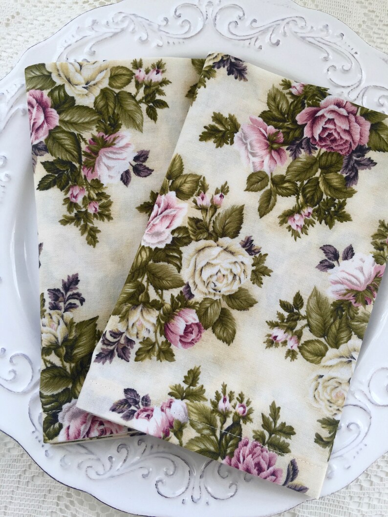 Spring Floral Cloth Napkins Romantic Garden Orchid Pink & Etsy
