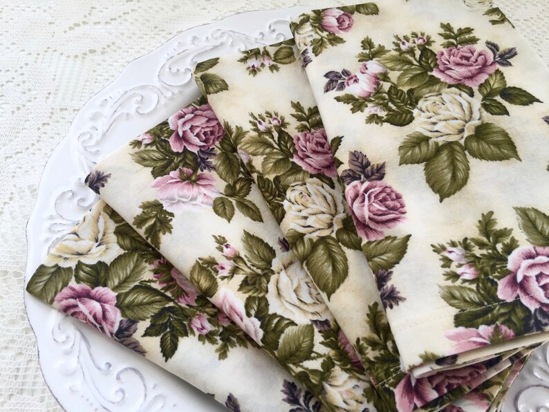 Spring Floral Cloth Napkins Romantic Garden Orchid Pink & Etsy