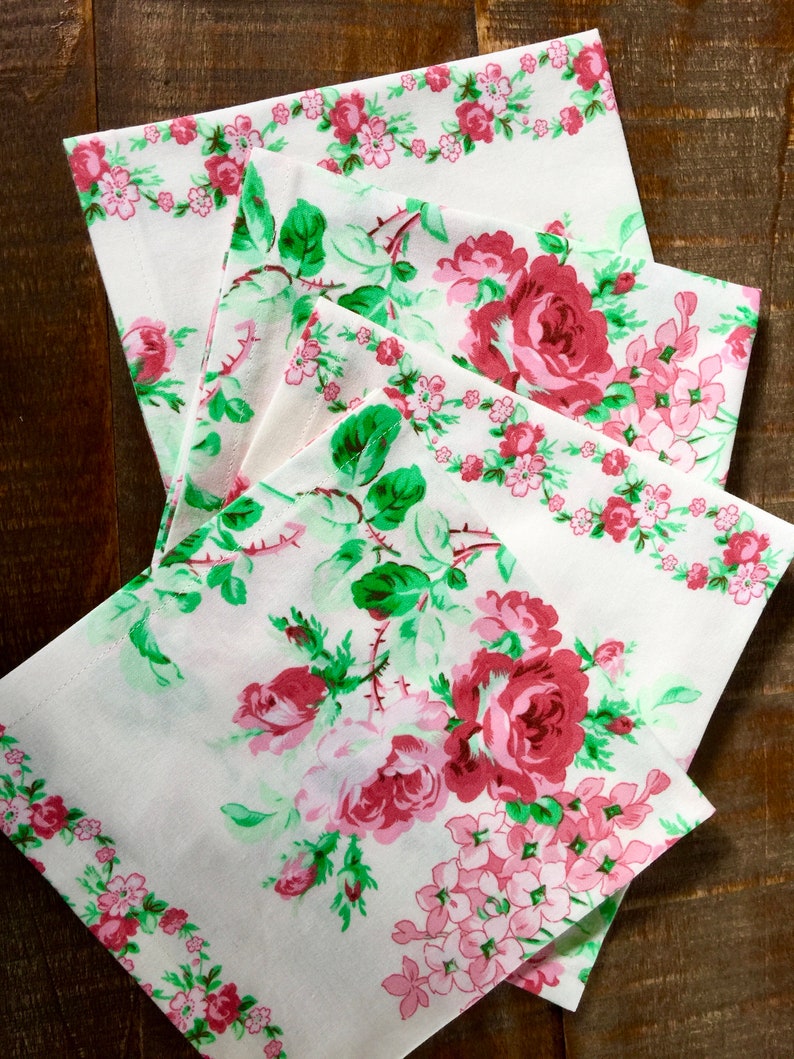 Shabby Chiccottage Floral Cloth Napkinslarge Pink Etsy