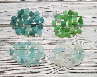 25 sea glass mix, Medium + Small size, Green, Beach finds pieces, Genuine sea glass, Craft supplies, Home decor, Jewelry making