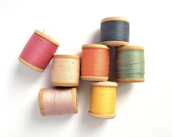 Set of 7 wooden spools, Cotton thread rollers, Purple, Lilac, Vintage soviet  spools, Sewing supplies, Made in USSR, 1970s-1980s