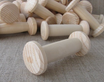 Unfinished Wood Spools, Set of 5, 4-inch Craft Bobbins