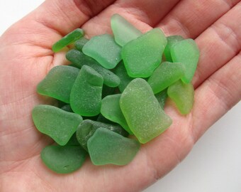 Green Sea Glass Pieces, Small-Medium Size, Beach Finds, Craft Supplies