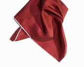 Vintage Silk Scarf, Brown Cream Silk Pocket Square Accessories Handkerchief Gifts for Him Gifts for Her