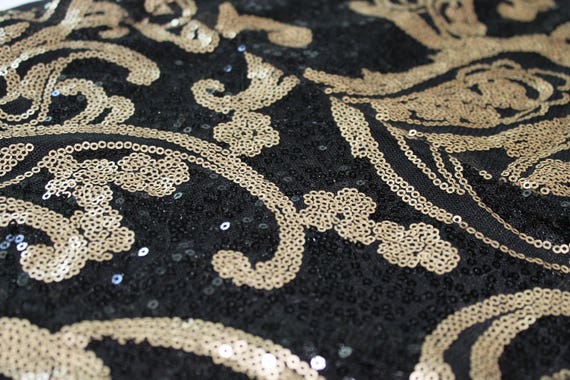 FESTIVAL READY!!!  Black & Gold Sequinned Brocade… - image 2