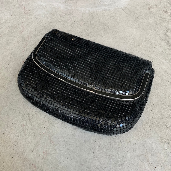Vintage 80’s Black Metal Mesh Evening Bag // Shoul