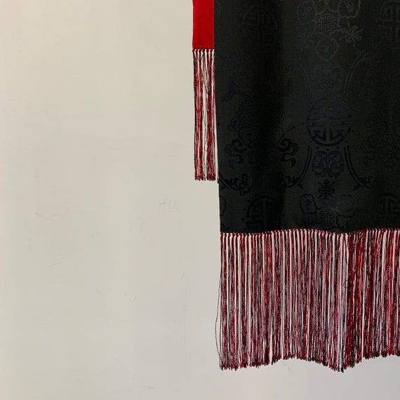 Vintage Black and Red silk Asian Print scarf // R… - image 8