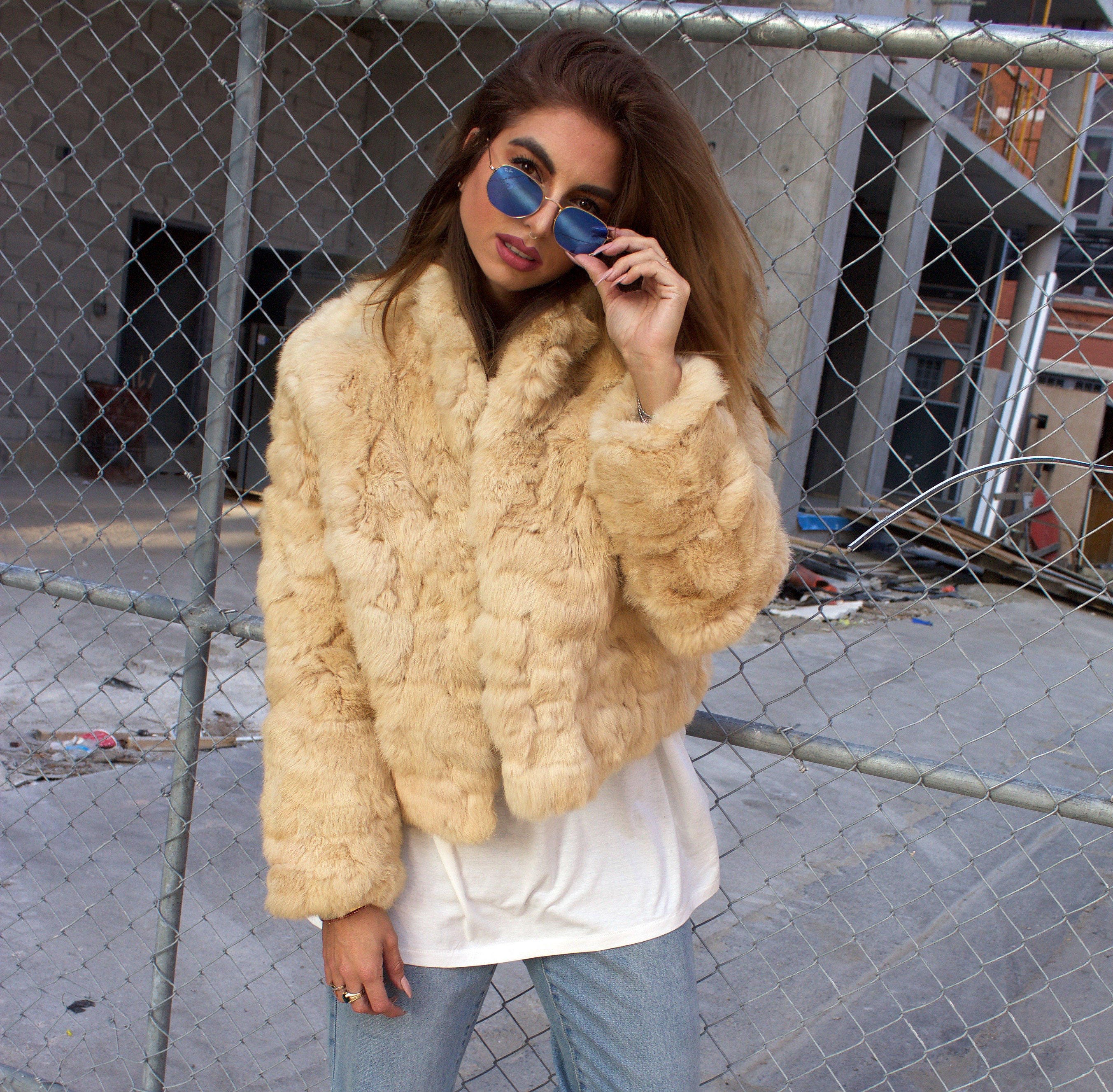 tan fur coat