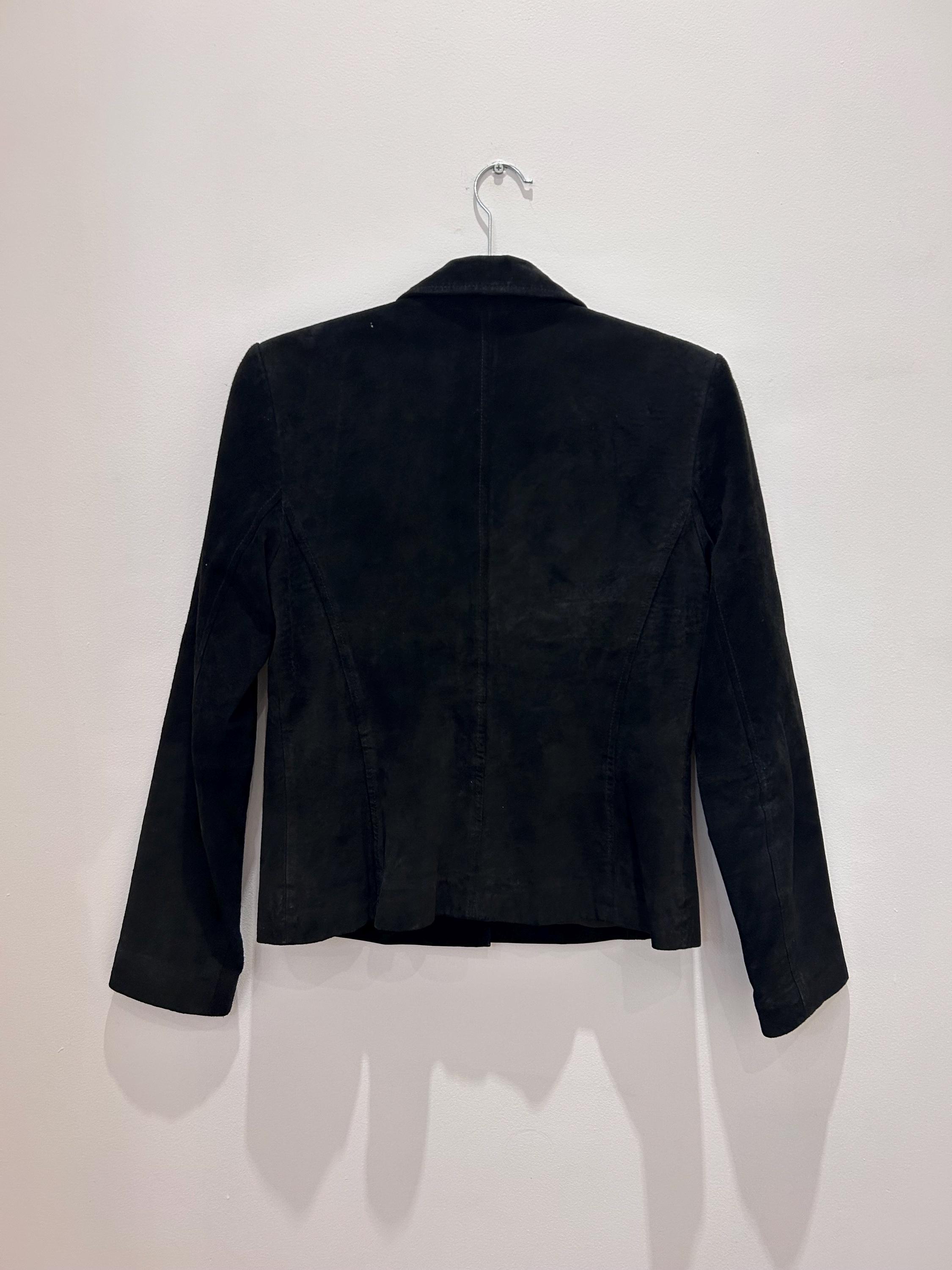 Vintage 90s Fitted Suede Blazer, Small/medium // Black Button up 